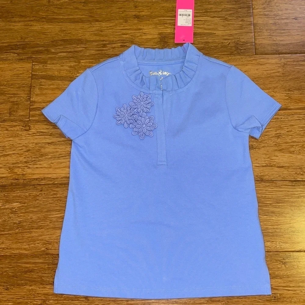 Lilly pulitzer girls Therry polo in blue hyacint size medium (6-7) NWT - Picture 8 of 10